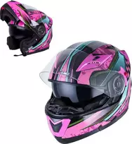 Atverčiamas motociklininko šalmas W-TEC Pezzon Magenta