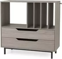 Promotions Patefono stovas, 91x36x87 cm, Pilkas, Mediena ir metalas