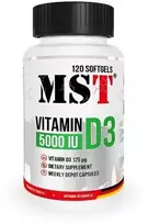 MST Vitaminas D3 5000IU 120 Minkštųjų želatinos kapsulių