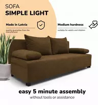 Meb Podrez Dvivietė sofa lova „Simple Light“ be porankių, „Podrez“, rudos spalvos
