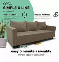 Meb Podrez Klasikinė sofa-lova Simple X Line, su patalynės dėže, Podrez,, smėlio spalvos