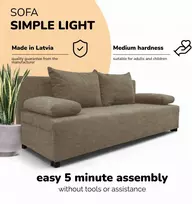 Meb Podrez Dvivietė sofa lova „Simple Light“ be porankių, „Podrez“, smėlio spalvos