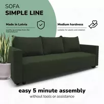 Meb Podrez Klasikinė sofa-lova „Simple Line“ su patalynės dėže, „Podrez“, Turkio žalia