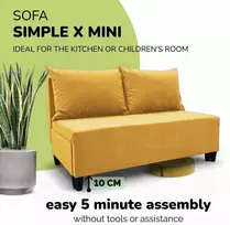 Meb Podrez Dvivietė sofa lova Simple X Mini, Podrez, geltonos spalvos