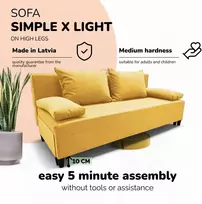 Meb Podrez Dvivietė sofa lova Simple X Light, be porankių, Podrez,, geltonos spalvos