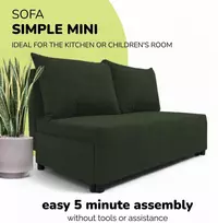Meb Podrez Dvivietė sofa lova Simple Mini, Podrez, turkio-žalios spalvos