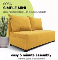 Meb Podrez Dvivietė sofa lova Simple Mini, Podrez, geltonos spalvos