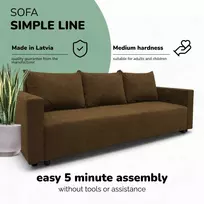 Meb Podrez Klasikinė sofa-lova „Simple Line“ su patalynės dėže, „Podrez“, rudos spalvos