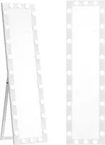 Aosom Pilno ilgio veidrodis, 150x40 cm, balta, LED apšvietimas