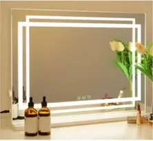 Promotions Makiažo veidrodis, LED apšvietimas, 80x14x62 cm, balta, metalinis rėmas