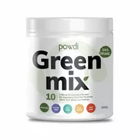 Powdi Žalias MIX supermaisto mišinys, 300g – 10 ekologiškų ingredientų (chlorella, spirulina ir kiti) detoksikacijai, energijai ir žarnynui