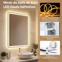 Promotions LED veidrodis voniai, 80x60x3 cm, sidabrinis, grūdintas stiklas