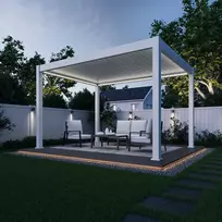 Pavėsinė Pergola DELUXE PRO AUTOMATIC 3x4 su LED, Baltas