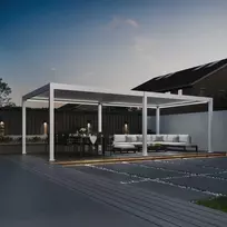 Pavėsinė Pergola DELUXE PRO AUTOMATIC 4x8 su LED, Baltas