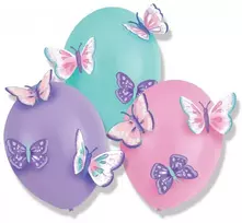 Riethmuller Europe Balionas „Butterfly Flutter“, 3 dalių rinkinys su priedais, 14 colių (35,5 cm)