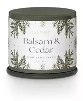 ILLUME balzamo ir kedro „Demi Vanity Tin“ kvapioji žvakė, žalia