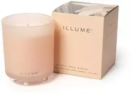 ILLUME kokosų pieno ir mango stiklinė žvakė dėžutėje, rožinė