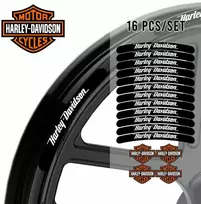Harley-Davidson juodų ratlankių lipdukai – 16 vnt. juostelės