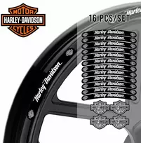 Harley-Davidson V-Rod / Sportster ratlankių lipdukai – juodos juostelės 16 vnt.