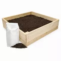 Medinė lysvė, 80x80x27cm su biožeme ir geotekstilės patiesalu