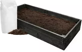 Medinė lysvė Bonus Orbis, 160x80x27cm su biožeme ir geotekstilės patiesalu, juoda