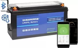 EUROPOWER LFP serijos LiFePO4 baterija 12.8V 150Ah Bluetooth, šildymo kilimėlis (Eksploatavimo trukmė ~2000 ciklų)