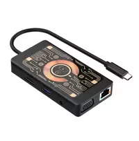 HUB USB Baseus QUALO Transparent HUB USB-C HDMI su funkcija ładowarki bezprzewodowej QTPB5-HUB-18 juoda