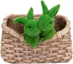 Affek Design Sodo puošmena „Zuikiai“ Garden Center QN24ZR06, 32 cm x 25,5 cm x 28 cm, ruda/žalia
