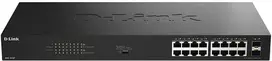 Šakotuvas D-Link 16 prievadų GE PoE 30W + 2 prievadų SFP nevaldomas komutatorius 240W