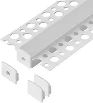 Orno Rinkinys: Komplektas: aliuminio profilis LED juostoms, 2000 x 55 x 13 mm, įleidžiamas, baltas, matinis dangtelis, 4 galiniai dangteliai