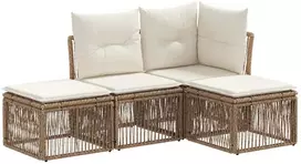 Lauko baldų komplektas Sodo Sofų Rinkinys 4 pcs Smėlio poliratanas