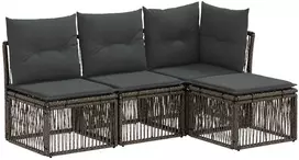 Lauko baldų komplektas Sodo Sofų Rinkinys 4 pcs Pilka poliratanas