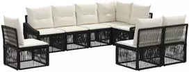 Lauko baldų komplektas Sodo Sofų Rinkinys 8 pcs Juoda poliratanas