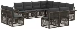 Lauko baldų komplektas Sodo Sofų Rinkinys 11 pcs Pilka poliratanas