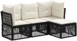 Lauko baldų komplektas Sodo Sofų Rinkinys 4 pcs Juoda poliratanas