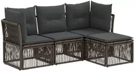 Lauko baldų komplektas Sodo Sofų Rinkinys 4 pcs Pilka poliratanas