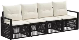 Lauko baldų komplektas Sodo Sofų Rinkinys 4 pcs Juoda poliratanas
