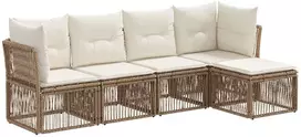 Lauko baldų komplektas Sodo Sofų Rinkinys 5 pcs Smėlio poliratanas