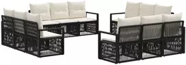 Lauko baldų komplektas Sodo Sofų Rinkinys 12 pcs Juoda poliratanas