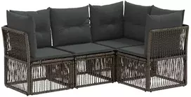 Lauko baldų komplektas Sodo Sofų Rinkinys 4 pcs Pilka poliratanas