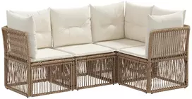 Lauko baldų komplektas Sodo Sofų Rinkinys 4 pcs Smėlio poliratanas