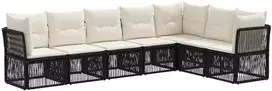 Lauko baldų komplektas Sodo Sofų Rinkinys 7 pcs Juoda poliratanas