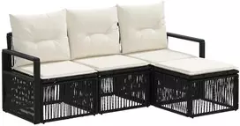 Lauko baldų komplektas Sodo Sofų Rinkinys 4 pcs Juoda poliratanas