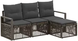 Lauko baldų komplektas Sodo Sofų Rinkinys 4 pcs Pilka poliratanas