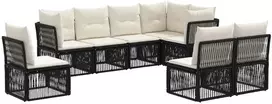 Lauko baldų komplektas Sodo Sofų Rinkinys 8 pcs Juoda poliratanas