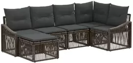Lauko baldų komplektas Sodo Sofų Rinkinys 6 pcs Pilka poliratanas
