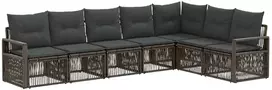 Lauko baldų komplektas Sodo Sofų Rinkinys 7 pcs Pilka poliratanas