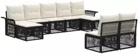 Lauko baldų komplektas Sodo Sofų Rinkinys 9 pcs Juoda poliratanas