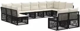 Lauko baldų komplektas Sodo Sofų Rinkinys 12 pcs Juoda poliratanas
