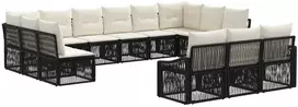Lauko baldų komplektas Sodo Sofų Rinkinys 13 pcs Juoda poliratanas